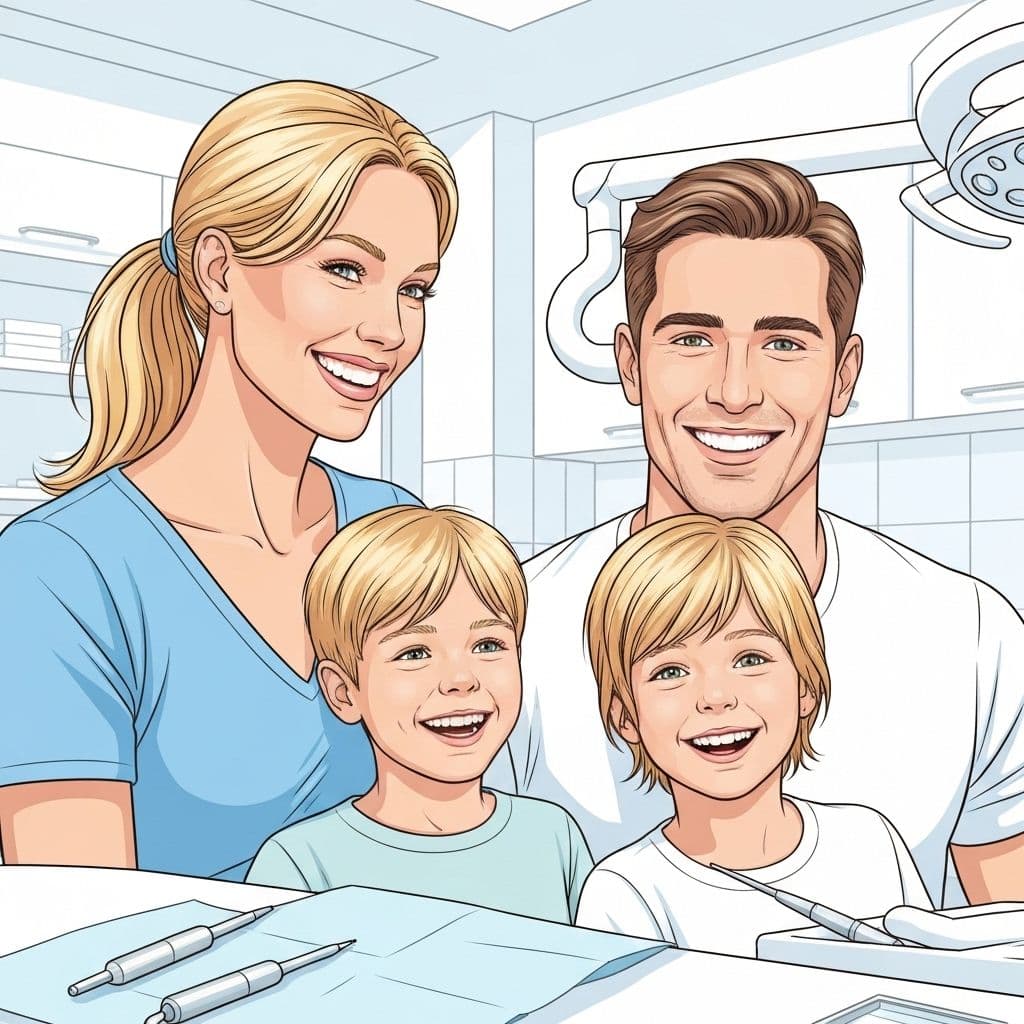 Illustration de soins dentaires pour toute la famille